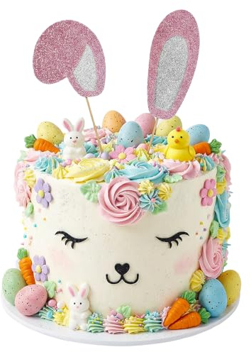 Ostern Tortendeko 5pcs Niedliche Hasenohren Kuchen Dekoration Set Inklusive Ohren Wimpern Und Nase Osterhasen Kuchenaufsatz Cake Topper Happy Easter Für Party Bunny Kuchen Deko Geburtstag