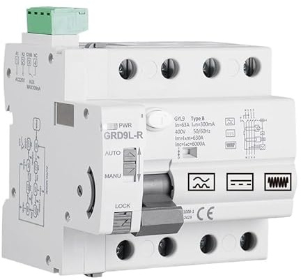 Mode de contrôle de réenclenchement automatique avec RCD de type B, spécial for borne de recharge de voiture, disjoncteur intelligent à courant continu, ENERGY(Type B-4P-63A-30mA)