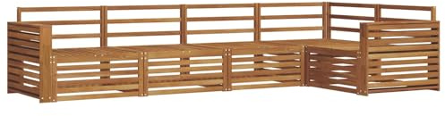 vidaXL Outdoor-Sofagarnitur 5 pcs Natur Massivholz Akazie, Gemütliches Outdoor-Set, modernes Ecksofa, robuster Loungesessel, Gartenmöbel, Terrasse zum Relaxen