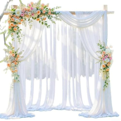 Rideau transparent anti-parasites d'extérieur pour jardin, terrasse, pergola, tissu en maille respirante, avec passe-tringle, rideau d'intimité léger, plusieurs tailles disponibles (2,5 x 6,1 m, blanc