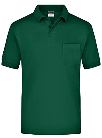 James & Nicholson Kurzarm Poloshirt mit Brusttasche - Klassisches Herrenpolo aus feiner Piqué-Qualität