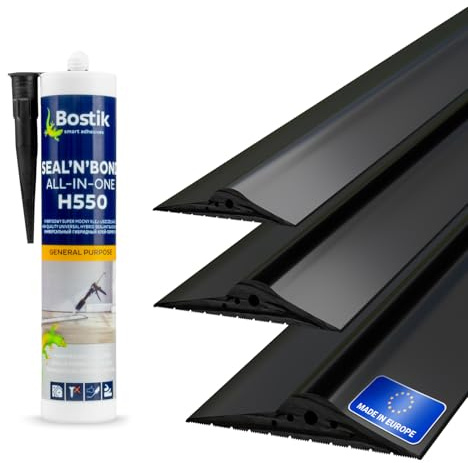 DQ-PP GARAGENTOR DICHTUNG – 5,5m – 21mm x 115mm – inkl. Montagekleber – schwarz – Bodenabdichtung aus EPDM – Gummidichtung – Garagendichtung – Gummischwelle – Türschwellendichtung Bodenplatte