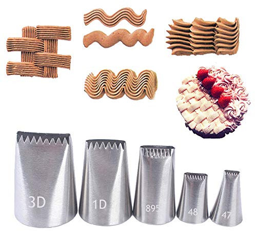 Piping Nozzles Tips Set 304 Stainless Steel Piping Tips Cake Pastry Tool Set (5PCS Piping Nozzles Tips)