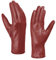 Harssidanzar Damen Lederhandschuhe Winter Warmes Kaschmirfutter Touchscreen Vintage Finished GL017EU,Rot,Größe XL