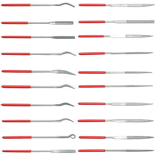 YDHfdc 20 Pcs Mini Lime di Aghi di Diamante 3x140mm Set di Lime Diamantate Lime e Raspe Utensili per La Molatura, Lucidatura e Incisione di Gioielli in Metallo Pietre di Vetro