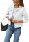 Geagodelia Women's Denim Jacket Ladies Vintage Short Jean Jackets Button Down Sweatshirt Y2K Aesthetic Top UK Spring Summer Autumn (White, S)