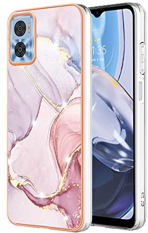 QIWEIQING Compatibili con Motorola Moto E13 Custodia in Silicone, Marble Design Sottile Antiurto TPU Morbida Gomma Silicone Custodia per Telefono Motorola Moto E13.Rose Gold YBD