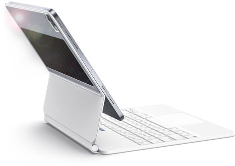 Case with Keyboard for iPad Air 13-inch (M3/M2, 2025/2024) & iPad Pro 12.9-inch (6th/5th/4th/3rd Gen), Magic-Style Keyboard Case with Light Charging, Magnetic Stand, Multi-Touch Trackpad, White