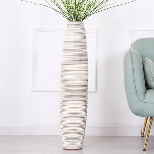 Leewadee Große Bodenvase 85 cm Polyresin für Pampasgras & Trockenblumen | Deko-Vase fürs Wohnzimmer: wasserdicht für Frischblumen, ideal für Pampasgras & Zweige und bruchfester als Keramik