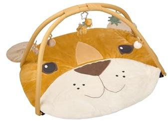 Sterntaler Spielbogen Löwe Leo – Flauschig weiche Baby-Spieldecke mit Spiegel & Rassel – Abnehmbarer Spielbogen & Spielteile für vielseitigen Spielspaß - Activity Decke, 100x80 cm mattgelb