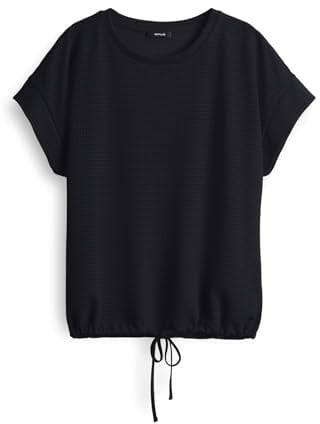 OPUS Damen Kurzarmshirt | Jerseyshirt SOLKE Loose mit texturierter Oberfläche Black, 38