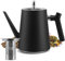 Teekanne Edelstahl mit Siebeinsatz, 1.5L Schwarzer Teekanne mit Hitzebeständigem Griff für Obstkräuter und Infusionstee, Doppelwandig isolierte Edelstahl teekanne Für Tee Kaffee