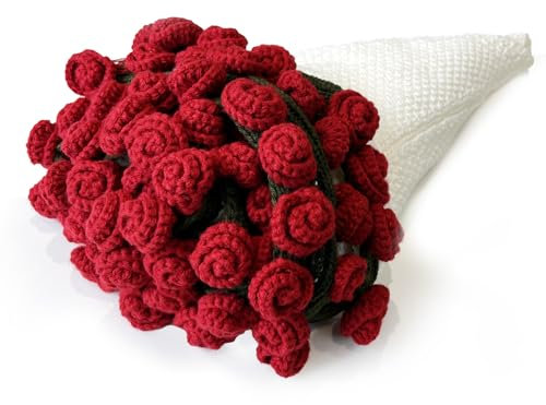 Ofrence Coperta per bouquet di fiori all'uncinetto, regalo di laurea, fatta a mano, lavorata a maglia, con rose, coperta estiva, regali di compleanno per donne