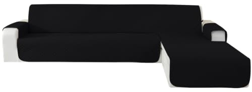 CYCMACO Universal Sofabezug L Form rutschfest 2 Sitzer, Schwarz | Couch Überzug L Form Mit Armlehne Rutschfest, Ecksofa Bezug Rechts/Links Universal Für Hund Katze