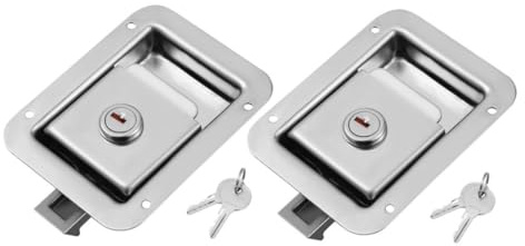 DIKACA Serrure à Poignée à Palette Inox Encastrée avec Clés Loquet Anti-grincement pour Portes de Véhicules Camions Remorques et Coffres Marines
