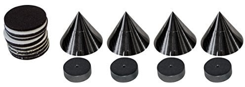 Dynavox Sub-Watt-Absorber 4er Set, höhenverstellbare Entkoppler für HiFi-Geräte und Lautsprecher mit Unterlegscheiben, schwarz