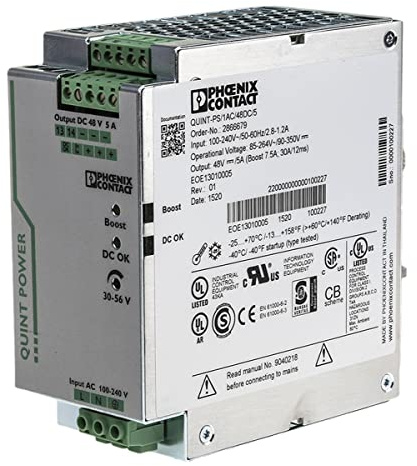 Phoenix Contact QUINT-PS/1AC/48DC/5 -Phasen Getaktet DIN-Schienen Netzteil 240W, 85 → 264V ac, 48V dc / 5A
