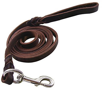 Vivi Bär geflochten aus echtem Leder Hundeleine für große/medium Hunde Hunde-K9 Verhalten Training Leine Seil 1,3 cm Breite, 8,5/6,9/5,2/Sandsackset Lange Dunkle Braun