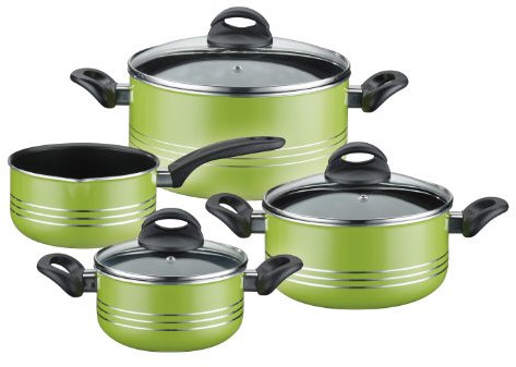 GSW 800396 Milano Topf-Set 4-teilig grün, Aluminium, 24 cm, 7-Einheiten