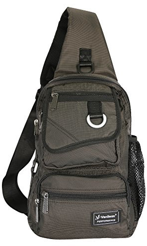 Vanlison Bolso de Honda, Poli¨¦ster Duradero Pecho Hombro Desbalanceada Gimnasia Ligero Crossbody Mochila al Aire Libre Excursi¨®n Mochila Negro