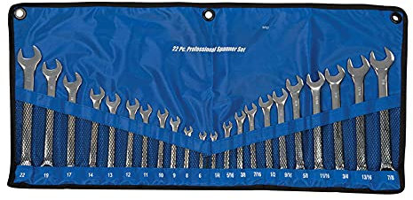 Dapetz ® 22PCs Combination Spanner Set 6-22mm Metric & 1/4-7/8 AF Drop-Forged Chrome Vanadium Comes with Open & Bi-Hexagonal Ends with 15° Offset for Greater Access in Nylon Storage Roll