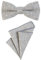 DonDon Herren Fliege 12 x 6 cm mit farblich passendem Einstecktuch 23 x 23 cm beides aus Baumwolle im Tweed Look hellgrau kariert