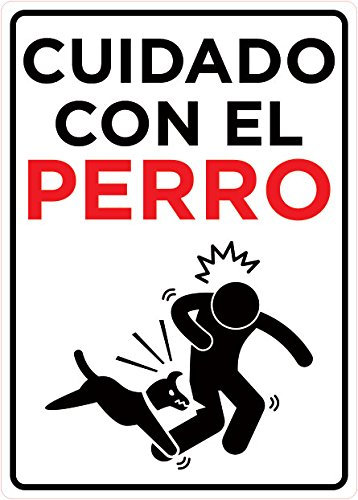 Señal PVC Cuidado con el perro Tamaño A5 (14,8x21cm) Material PVC Resistente