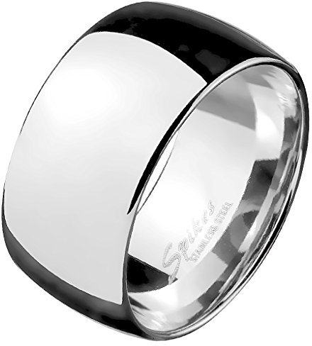 Mianova Herren Ring Extra Breit Edelstahl Spiegel poliert Daumenring Männer Biker Rocker Massiv Herrenring Silber Größe 70 (22.3)
