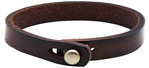 AZYOUNG Unisex-Lederarmband, schwarz, braun, orange, schlicht, 1 cm, schmales Band, Nagelknopf, Armreif, 21 cm