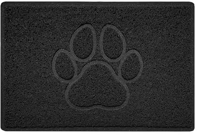 Nicoman Paw Embossed Shape Indoor Outdoor Dirt-Trapper Door Mat Washable Barrier Heavy Duty Doormat - (Watertight Rubber-Back, Small, Black, 60 x 40cm)