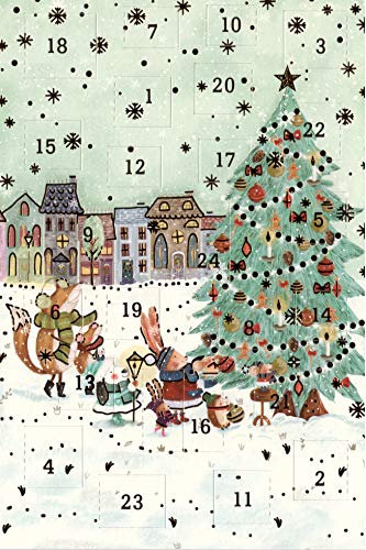 Unbekannt Adventskalender Grußkarten 4er Set Nostalgie Weihnachten Goldprägung Kunstkarte Doppelkarte Hochwertige Weihnachtskarte Adventsmann Geschenkkarte