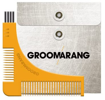 Bartformer GroomARANG Bartformwerkzeug für Ausschnitt, Wangenlinie und Kieferlinie – mit Bartschablone, doppelseitigem Bartkamm und Bürstenende