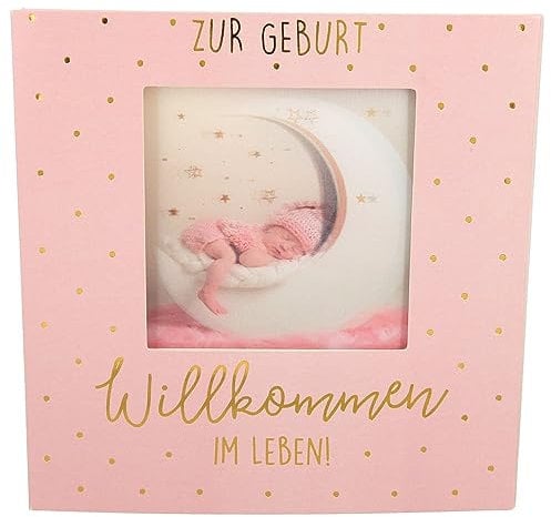 Depesche 11130-051 3D Klapp-Karte mit Musik und Licht, Glückwunsch-Karte zur Geburt für Mädchen, ca. 15,5 x 15,5 cm groß, inkl. passendem Umschlag, innen und außen bedruckt