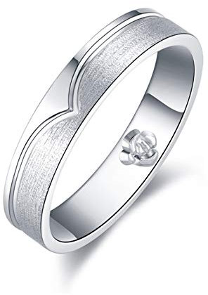 Beydodo Partnerringe Platin, Damen Trauring Krone Ring Matt Bandring Weißgold Ringe Verlobungsring Große 62 (19.7)