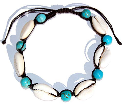 Seestern Fußkette Modeschmuck aus Kauri Muscheln Surfer Shell Anklet /2007.tq Tuerkis_1 Stueck