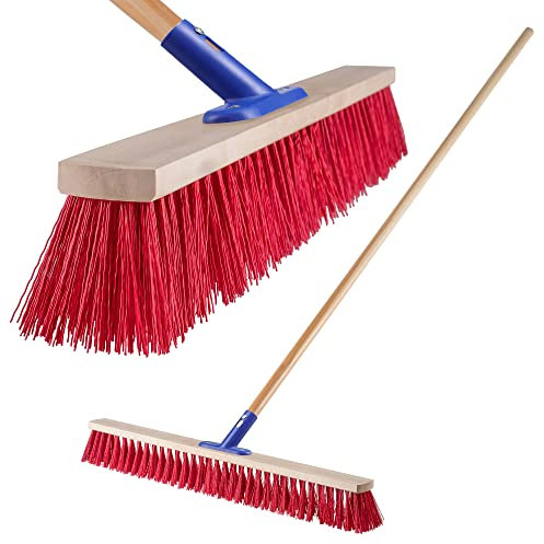 Kadax Road Brooms con un gambo lungo fatto di legno e nylon, spazzatrici con supporto per stelo metallico, ampio trambusto industriale e trambusto, comoda scopa di sala, sabbia, vari grandi (80 cm)