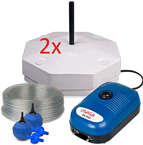 Teich Eisfreihalter Set XL inkl. regelbarer Luftpumpe OSAGA MK-9502 und Zubehör, für einen eisfreien Gartenteich, Anti Ice Winter