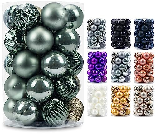 AMS Mini-Weihnachtskugel, 60 mm, 34 Karat, Party-Dekoration, bruchsicher, Festival-Anhänger, zum Aufhängen (grau-blau)