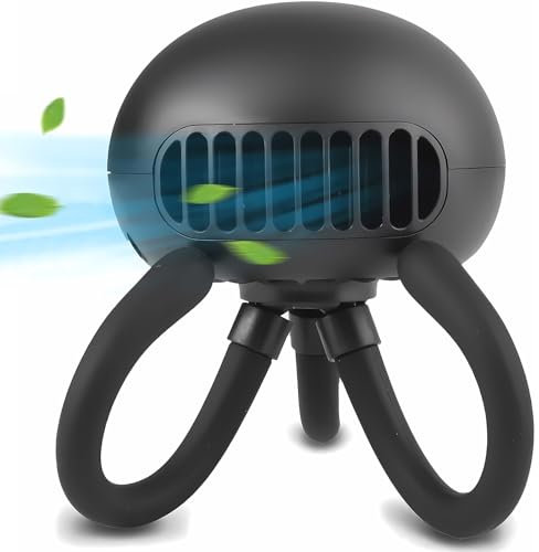 Stroller Fan Portable Bladeless Mini Handheld with Flexible Tripod Clip on 3 Speeds Rechargeable Battery Operated for Stroller, car Seat, Crib, Bike and Desktop (Black)