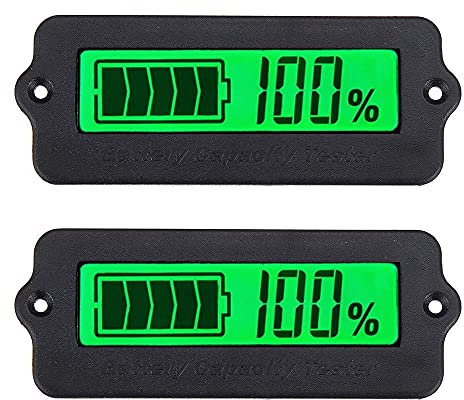 DollaTek 2Pcs Battery Meter green Back-Light Capacity Monitor DC 8-63V Digital Battery Indicator for 12V 24V 36V 48V Lead-Acid and Lithium-ion Batteries