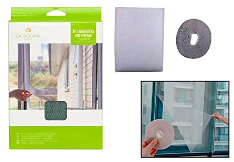The Secret Home - Pantalla Tela Mosquitera para Ventana Ajustable - Malla Mosquitera - 250 cm x 200 cm - Color Gris - Protección Anti Insectos, Mosquitos y Moscas