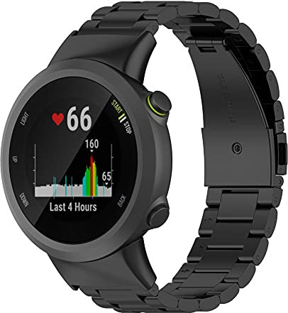 Kobmand Kompatibel Garmin Forerunner 45 Armband,Metallarmband Edelstahl Uhrenarmband Ersatz für Garmin Forerunner 45/Garmin Forerunner 45S/Garmin Swim 2 (schwarz)