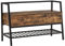 HOMCOM Schuhbank Sitzbank Sitztruhe mit 2 Ablagen Eingangsbereich großer Lagerraum Industriedesign Spanplatte Metall Rustikales Braun+Schwarz 90 x 37 x 60 cm