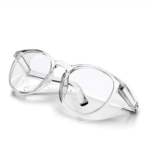 LeonDesigns Occhiali antiappannamento tattici con visiera laterale e protezione UV400 (bianco trasparente)