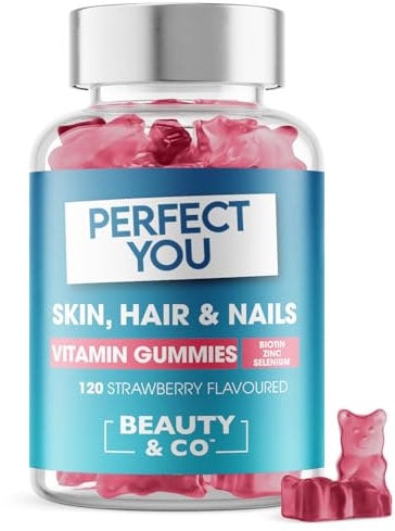 Perfect You Skin, Hair and Nails Gummies - with Biotin, Zinc & Selenium - Strawberry Flavoured Gummies (120 Count)