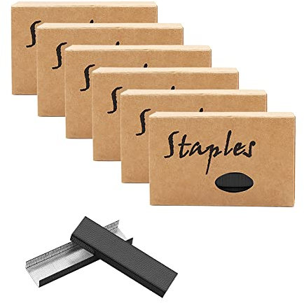 Heftklammer-Set, 26/6 Standard, 12 mm breit, 1000 Stück, 6 Boxen/Packung, 6000 Heftklammern für Büro, Schule, Zuhause, Heftklammern, Nachfüllpackungen, Schwarz, 6 Boxen