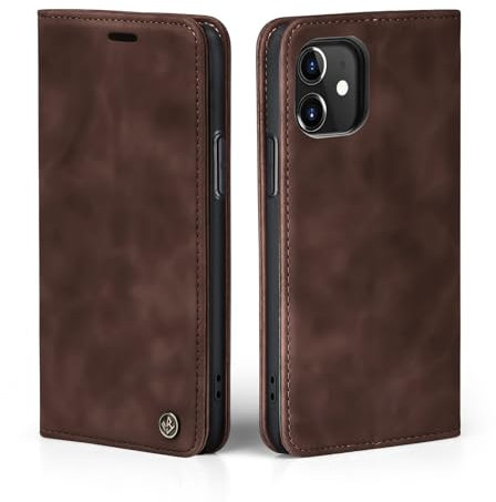 LBH Handyhülle für Apple iPhone 11 in Dunkelbraun mit Karten- und Geldfach Smartphone Hülle mit Standfunktion Flip Case Schutzhülle Magnetverschluss Vintage