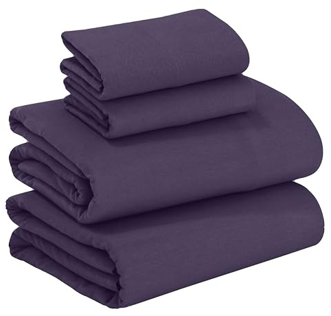 RUVANTI 100% Cotton Flannel Sheets King Size - 4 Piece Warm, Soft & Breathable, Deep Pocket, Double Brushed Cozy All Season Bedding Set, Egg Plant