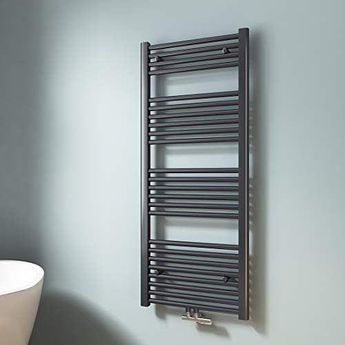 EMKE Radiateur Sèche-Serviettes Anthracite 120 x 50 cm, Radiateur pour Salle de Bain Chauffage à Eau Chaude 513 Watts