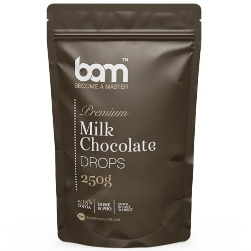 BAM Milchschokolade Drops, Tropfen, Callets zum Schmelzen, Backen für Zuhause und Profi (250 g)